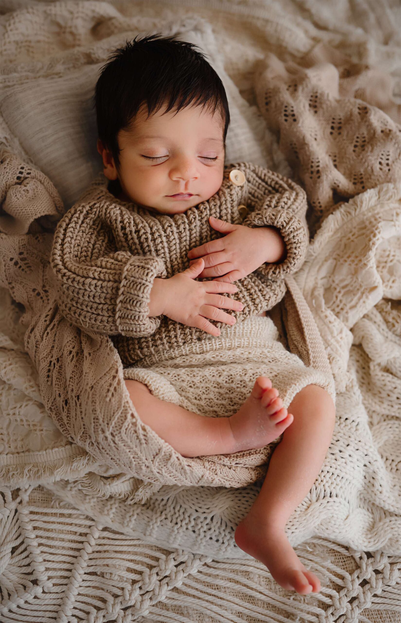 Beautiful bohemian styled image of a newborn client